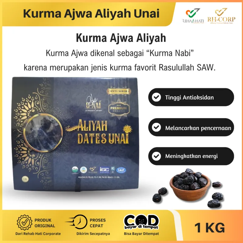 Kurma Ajwa Aliyah Unai Kemasan 1Kg